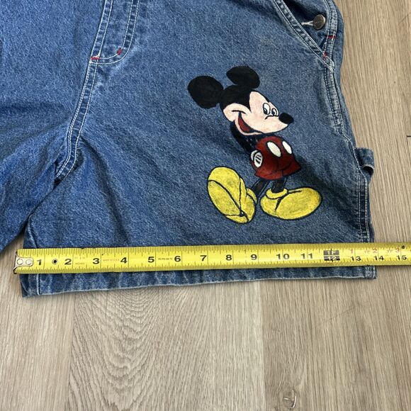 Disney Store Overall Shorts Womens Large Mickey Blue Denim Embroidery Vintage - Picture 5 of 11